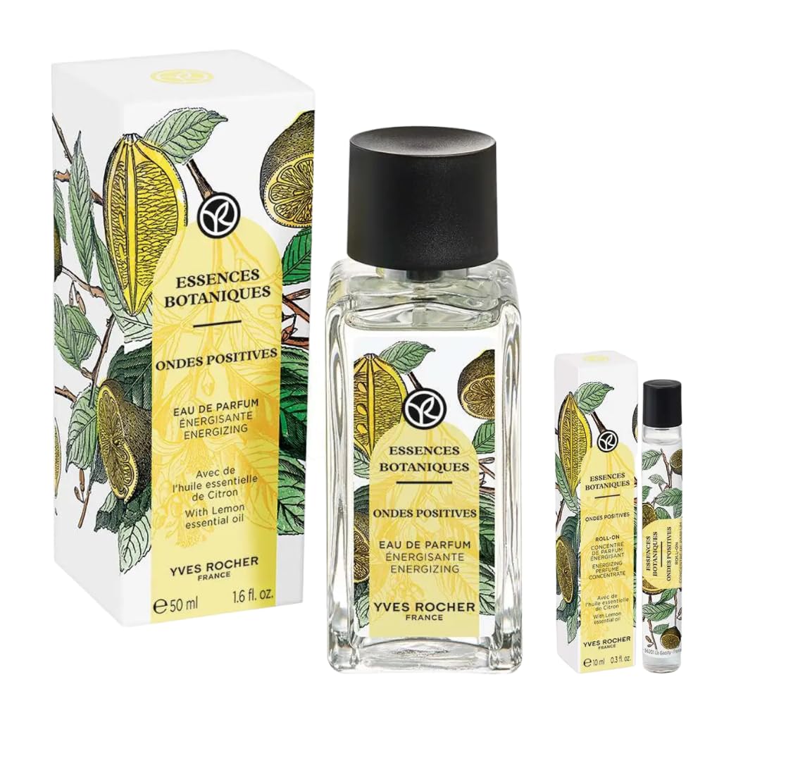 Yves Rocher Essences Botaniques Ondes Positives Oil Perfume Women Long Lasting Fragrance Set of 2 Travel Size - 50 ml./1.7 fl.oz. and 10 ml./0.3 fl.oz.