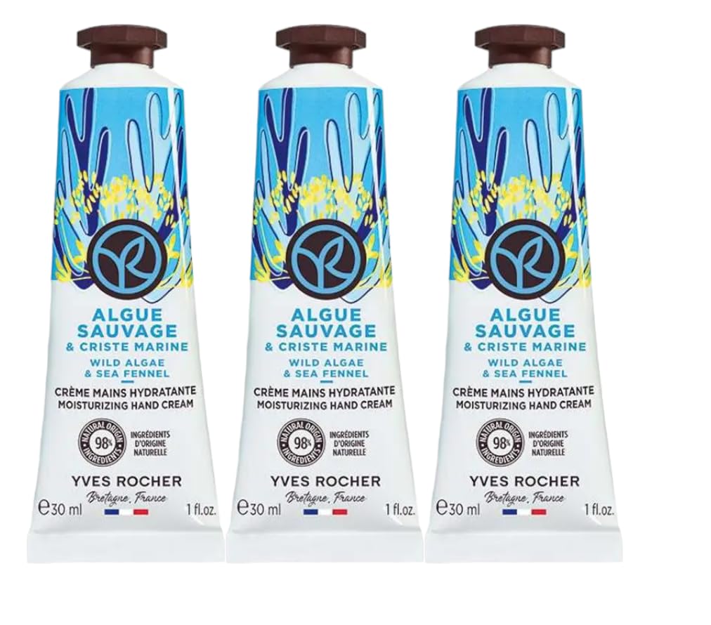 Yves Rocher Moisturizing Wild Algae and Sea Fennel Hand Cream Set of 3 Tubes - 30 ml. / 1 fl.oz.