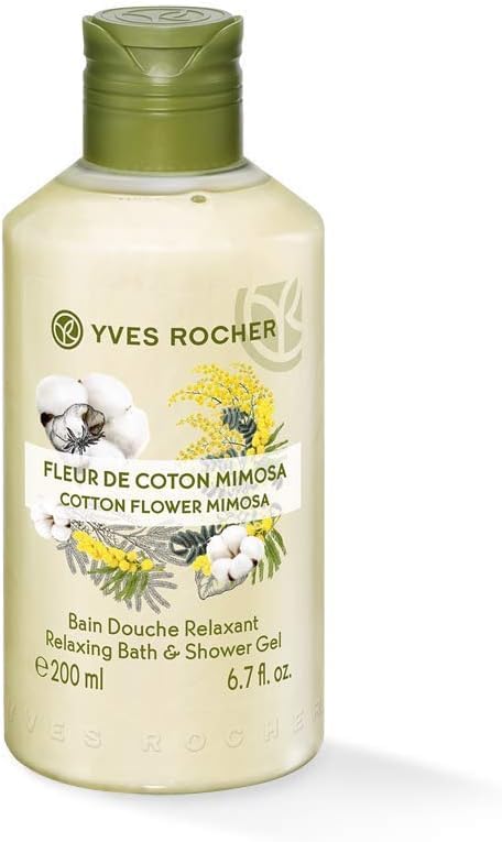 Yves Rocher Les Plaisirs Nature Relaxing Bath & Shower Gel - Cotton Flower Mimosa 200 ml./6.7 fl.oz.