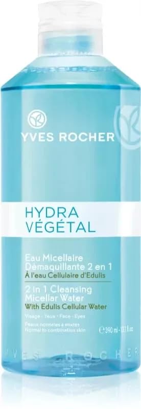 Yves Rocher Hydra Vegetal Hydrating Micellar Water 2 en 1 Face & Eyes, 390 ml./13.1 fl.oz.