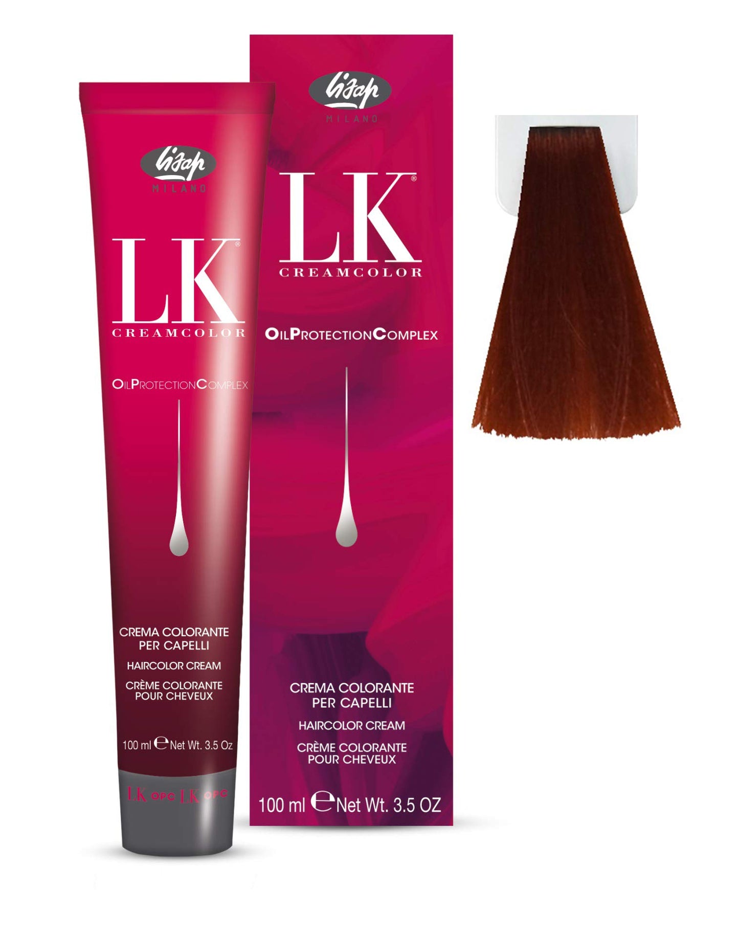 Lisap LK Oil Protection Complex Hair Color Cream, 100 ml./3.38 fl.oz. (7/63 - Medium Copper Golden Blonde)