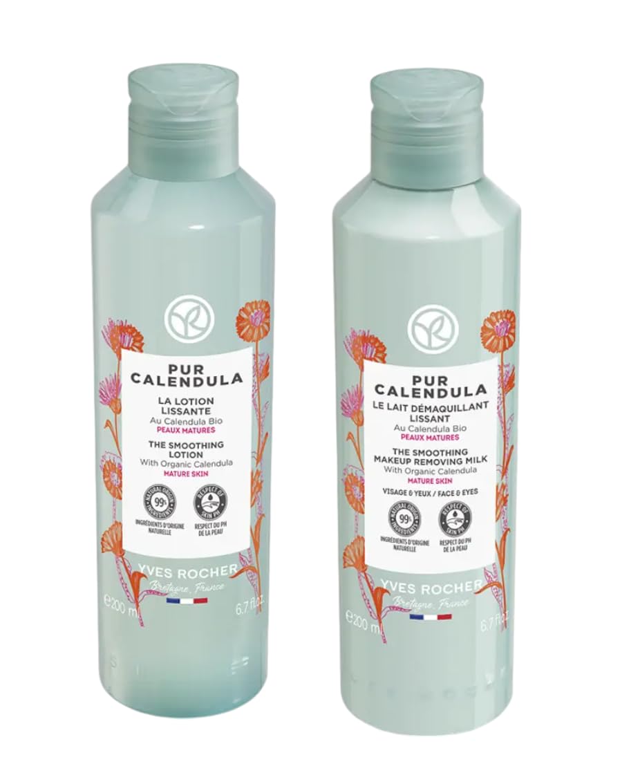 Yves Rocher Pure Calendula Smoothing Nourishing Face Lotion and Milk Set of 2-200 ml./6.7 fl.oz.