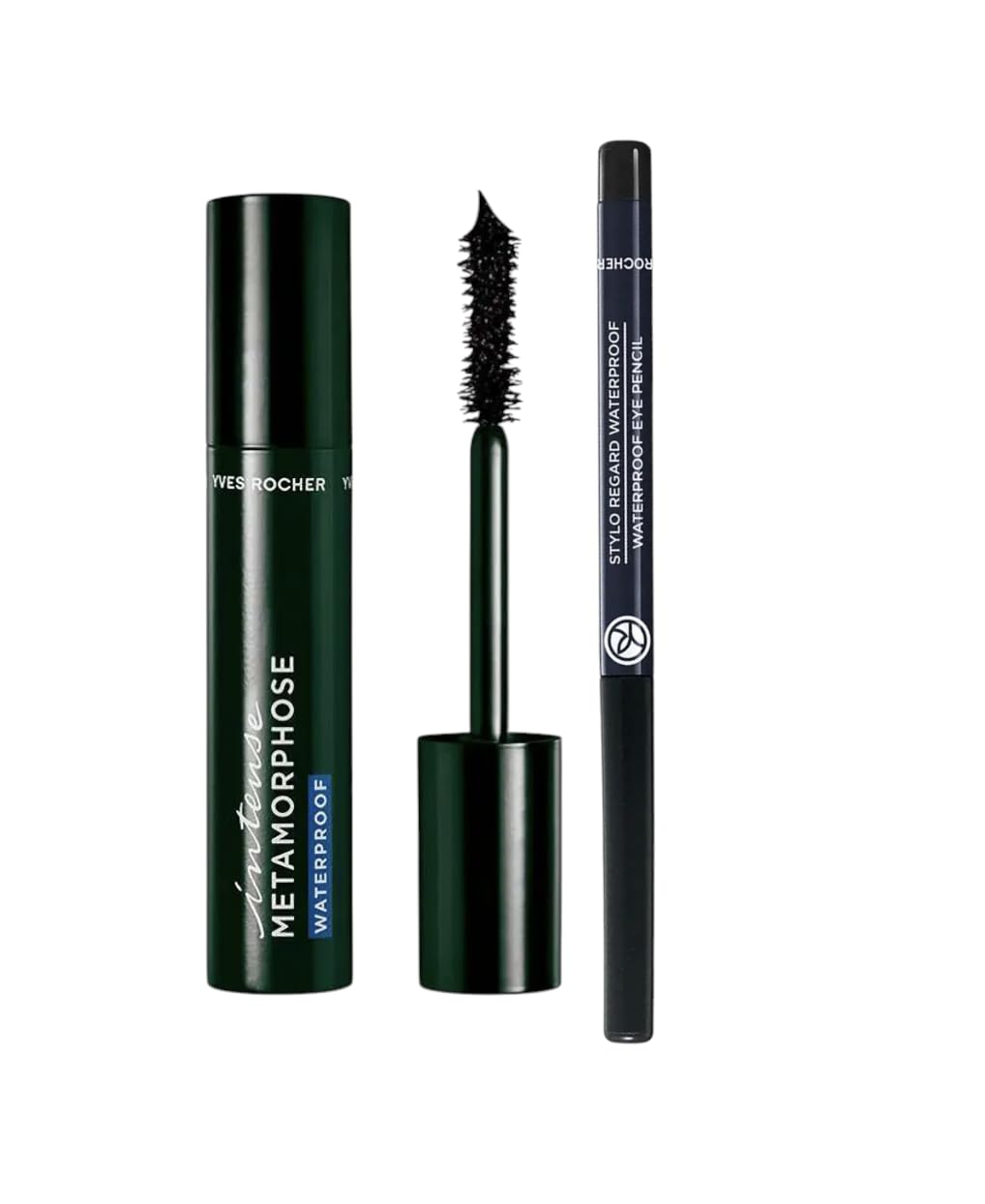 Yves Rocher Waterproof Mascara Metamorphose Intense Black and Eye Pencil Black Shade 1 24H Long-Lasting Volumizing Lash Set of 2 Best Gift Kit – 7.8ml / 0.26flOz and 0.3 g