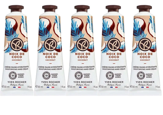 Yves Rocher Moisturizing Coconut Hand Cream Set of 5 Tubes - 30 ml. / 1 fl.oz.