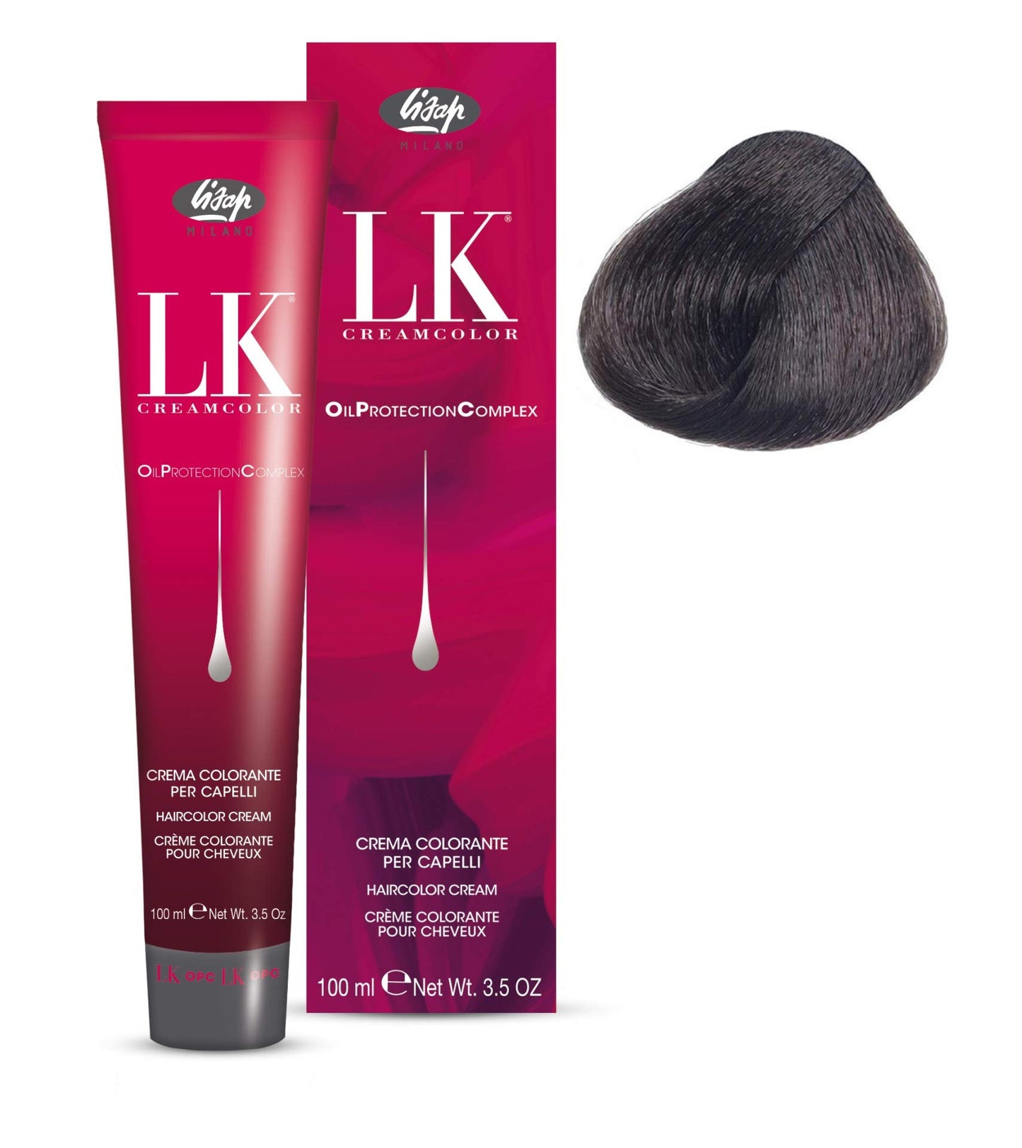 Lisap LK Oil Protection Complex Hair Color Cream, 100 ml./3.38 fl.oz. (6/2 - Dark Ash Blonde)