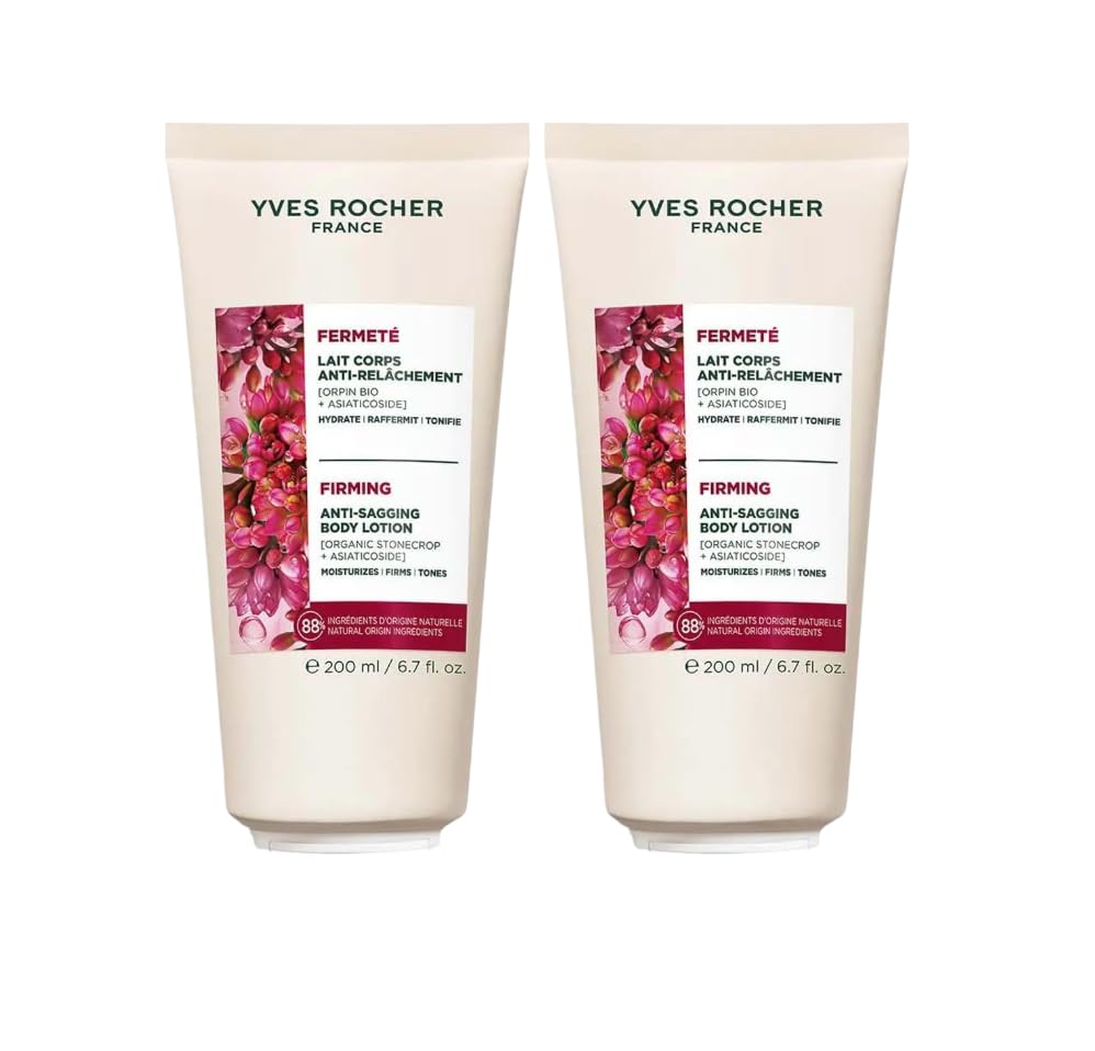 Yves Rocher Firming Anti Sagging Body Lotion Firmness Moisturizing Toning Skin Care Hydrating Body Moisturizer Set of 2-200ml / 6.7 fl oz Best Gift Kit