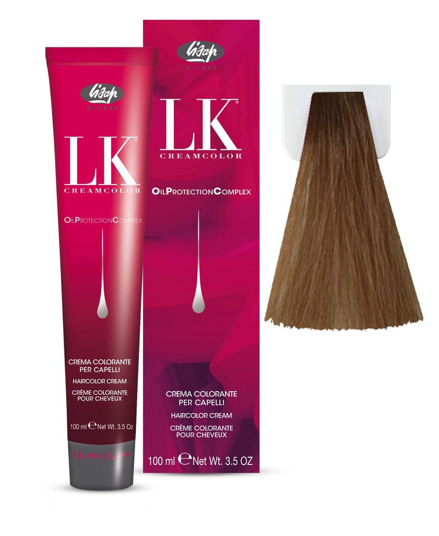 Lisap LK Oil Protection Complex Hair Color Cream, 100 ml./3.38 fl.oz. (8/72 - Light Beige Ash Blonde)