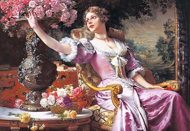 Castorland Lady in a Purple Dress Jigsaw Puzzle - C-300020, 3000 Pieces - Elegance Unveiled in Puzzle Form