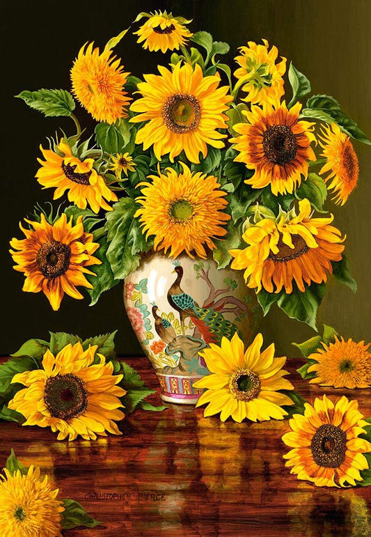 Castorland Puzzle 1000 Pieces, Sunflowers in a Peacock Vase - С-103843