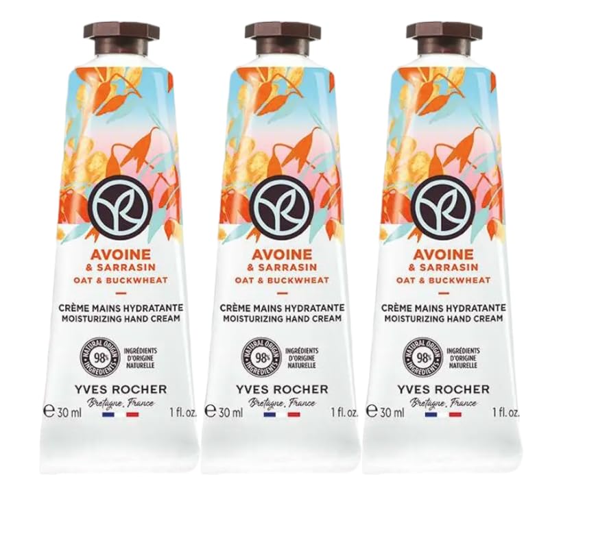 Yves Rocher Moisturizing Oat and Buckwheat Hand Cream Set of 3 Tubes - 30 ml. / 1 fl.oz.