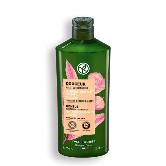Yves Rocher Shampoo Soft and Silky Hair with Chestnut Milk - Gentle Care for Smooth, Hydrated Hair - Softness That Lasts 24 Hours - 300 ml. / 10.1 fl.oz.