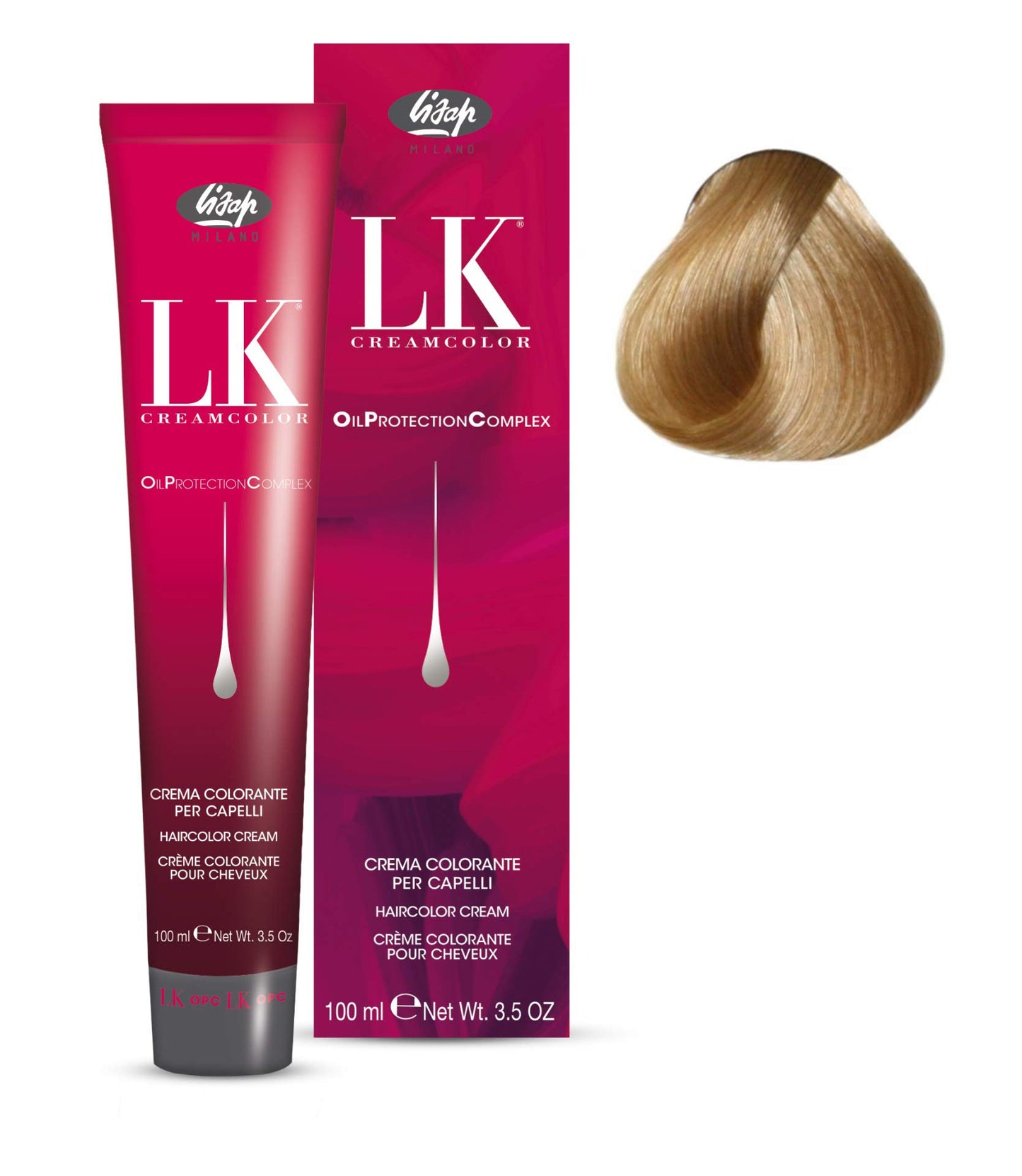 Lisap LK Oil Protection Complex Hair Color Cream, 100 ml./3.38 fl.oz. (9/73 - Very Light Beige Golden Blonde)