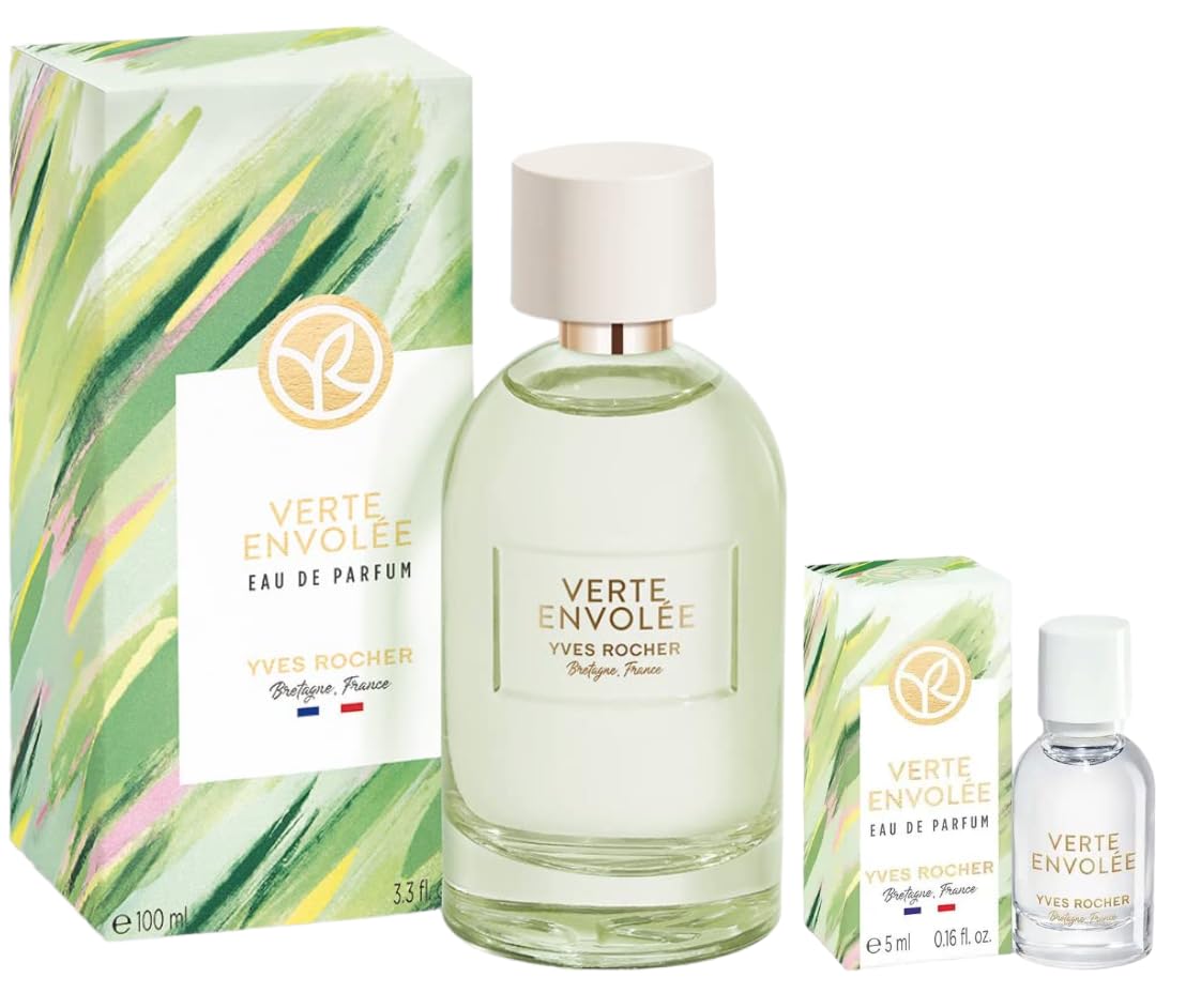 Yves Rocher Verte Envolée Eau de Parfum for Women Spray Set of 2-100 ml./3.3 fl.oz. and 5 ml./0.16 fl.oz.
