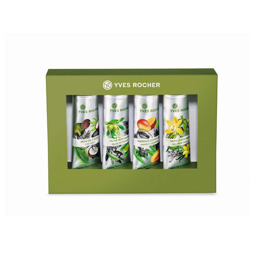 Yves Rocher Kit of Plaisirs Nature Hand Creams | 4 Travel-Sized Hand Lotion with Shea Butter for Dry Skin | 1.01 Fl Oz Each