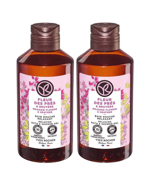 Yves Rocher Meadow Flowers & Heather Nourishing Shower Gel Bath & Body Routine Women Men Day Care 190 ml./6.4 fl.oz. Set of 2 Best Gift Kit