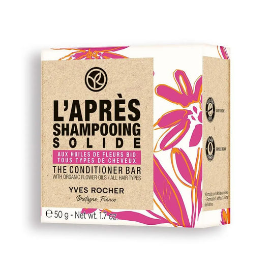 Yves Rocher Solid Conditioner for All Hair Types with BIO Flower Oils Lightweight & Nourishing Bar 50g