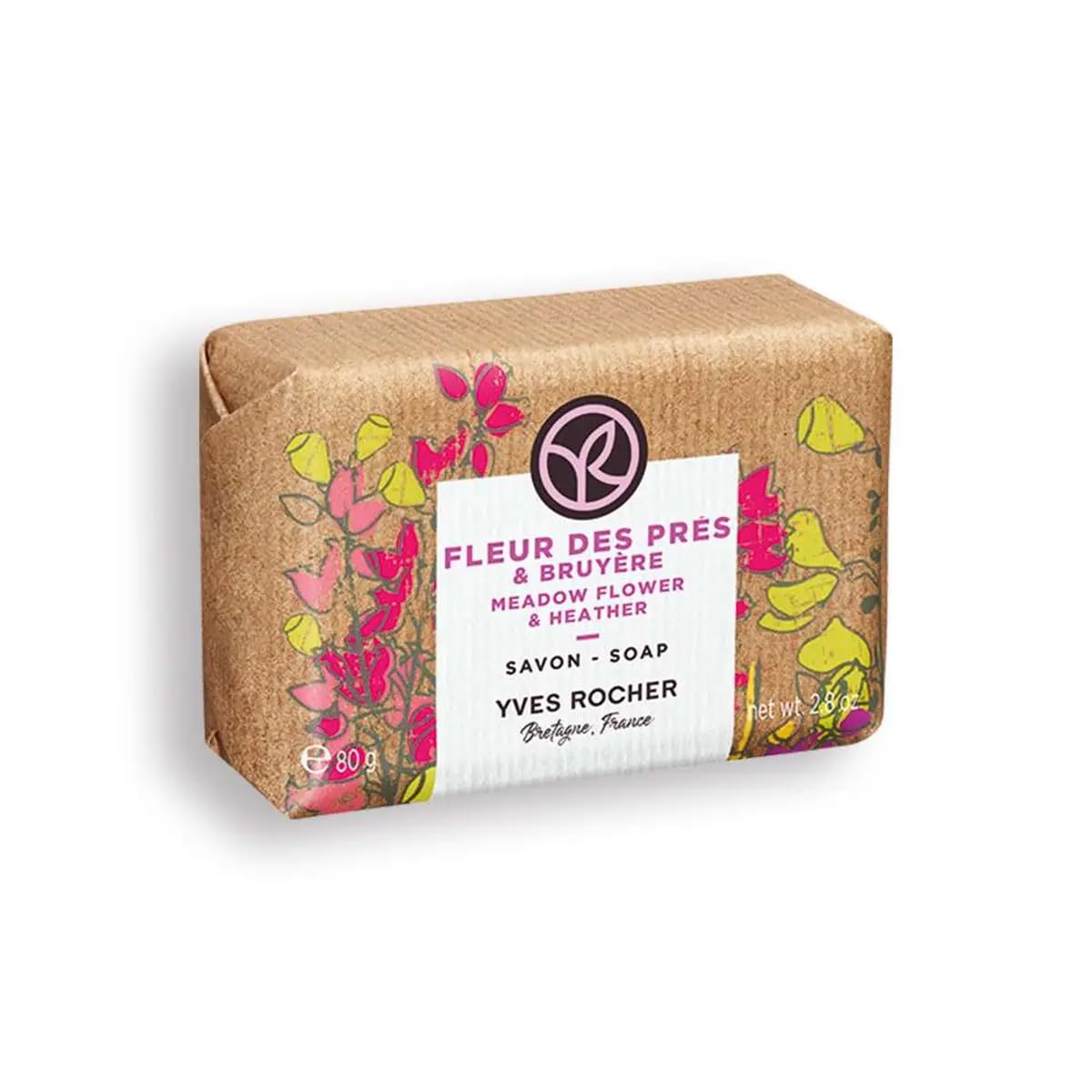 Yves Rocher Meadow Flowers and Heather Hand Soap Gentle Cleansing Solid Bar with Light Foam & Delicate Aroma – 80g / 2.8oz