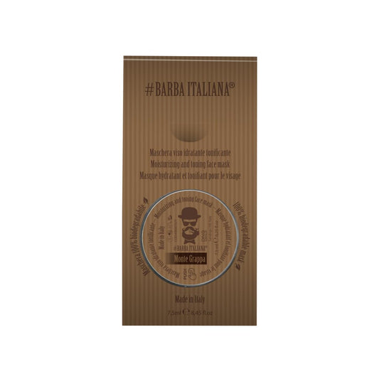 Barba Italiana Monte Grappa Facial Toning Moisturizing Mask for Men 75ml/2.53flOz - Disposable and Refreshing