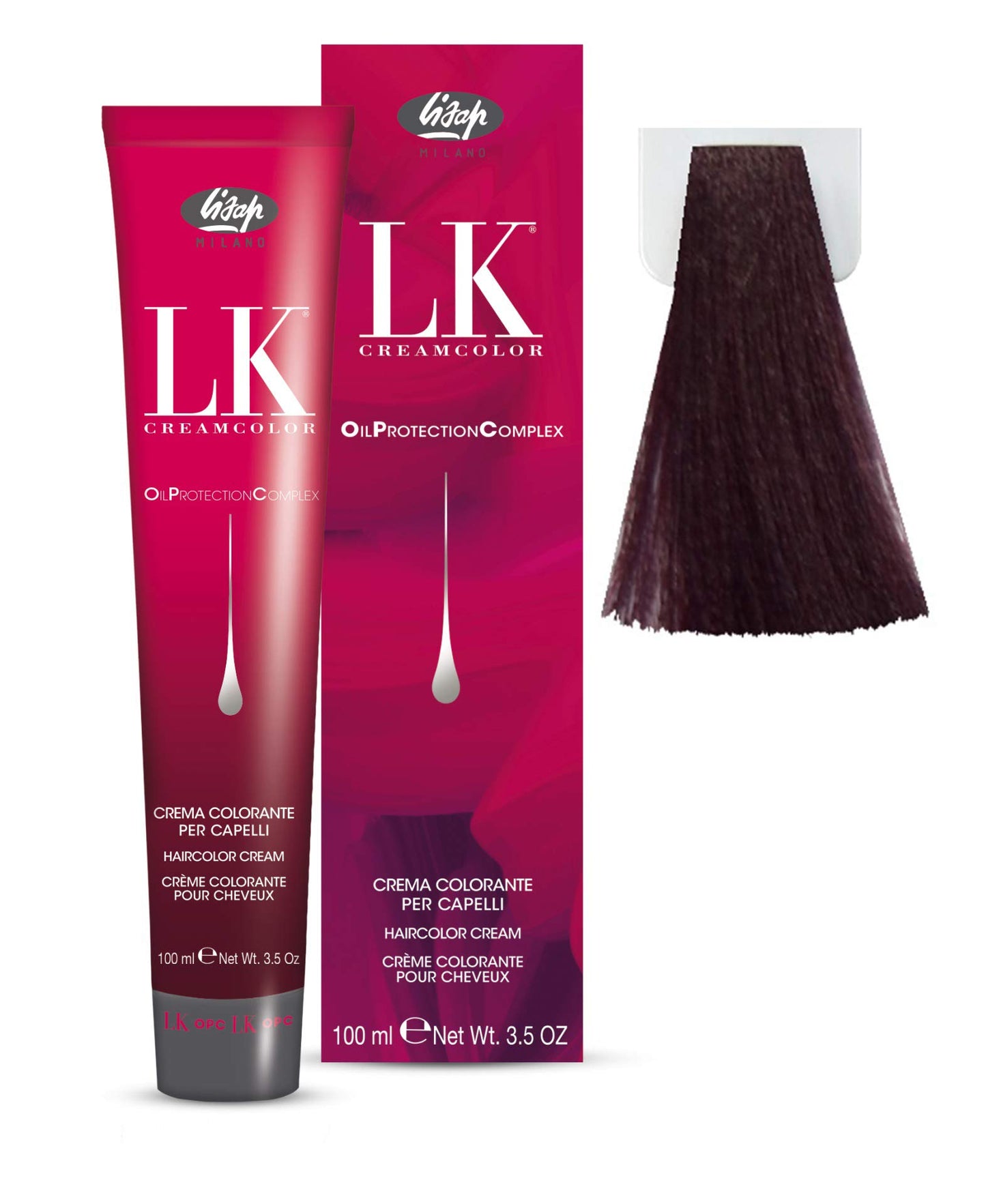 Lisap LK Oil Protection Complex Hair Color Cream, 100 ml./3.38 fl.oz. (3/85 - Dark Violet Red Brown)