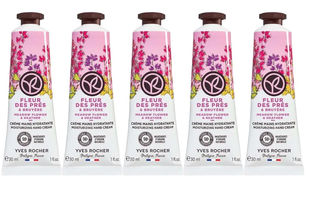 Yves Rocher Moisturizing Meadow Flowers and Heather Hand Cream Set of 5 Tubes - 30 ml. / 1 fl.oz.