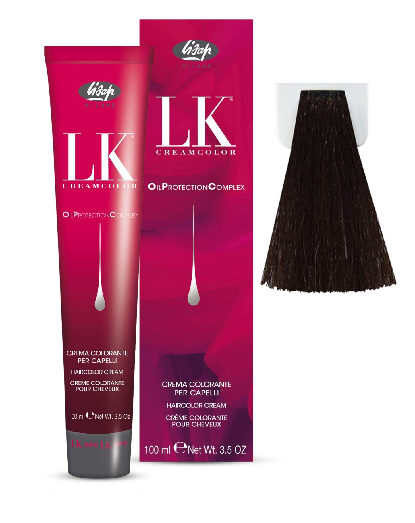 Lisap LK Oil Protection Complex Hair Color Cream, 100 ml./3.38 fl.oz. (5/3 - Light Golden Brown)