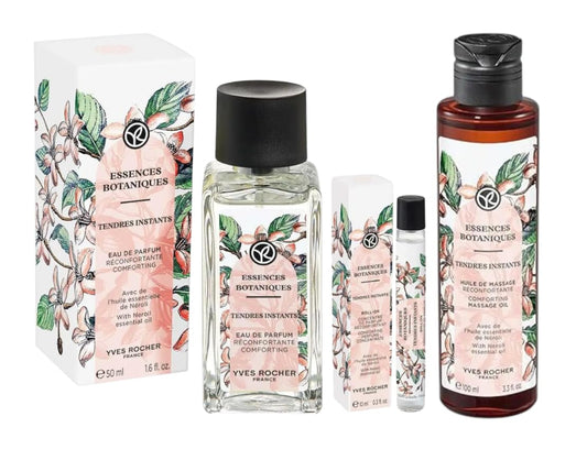 Yves Rocher Essences Botaniques Instant Oil Perfume Women Long Lasting Fragrance Massage Body Oil Set of 3 Travel Size - 50 ml./1.7 fl.oz. and 10 ml./0.3 fl.oz.