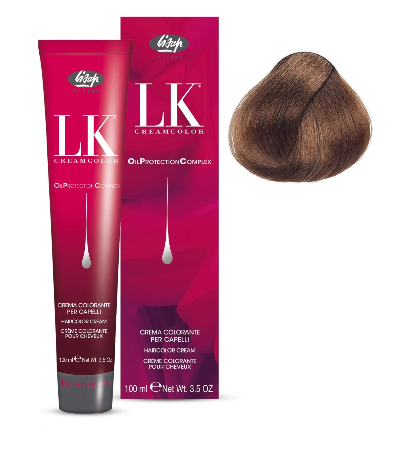 Lisap LK Oil Protection Complex Hair Color Cream, 100 ml./3.38 fl.oz. (8/07 - Light Beige Blonde)