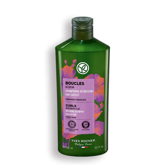 Yves Rocher Curls Shampoo with Organic Flax Extract Sulfate-Free Defines and Nourishes Curly Hair - 300 ml./10.1 fl.oz.