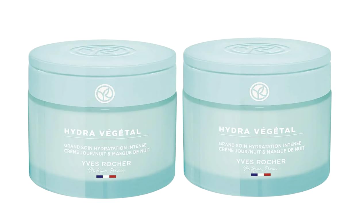 Yves Rocher Hydra Vegetal Intense Moisturizing Care Hydrating Face Mask Set of 2 All Skin Types 75 ml./2.5 fl.oz. Best Gift Kit