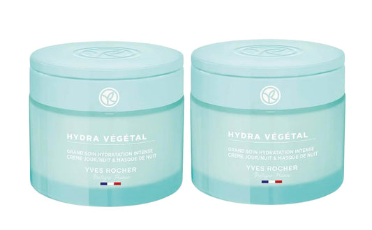 Yves Rocher Hydra Vegetal Intense Moisturizing Care Hydrating Face Mask Set of 2 All Skin Types 75 ml./2.5 fl.oz. Best Gift Kit