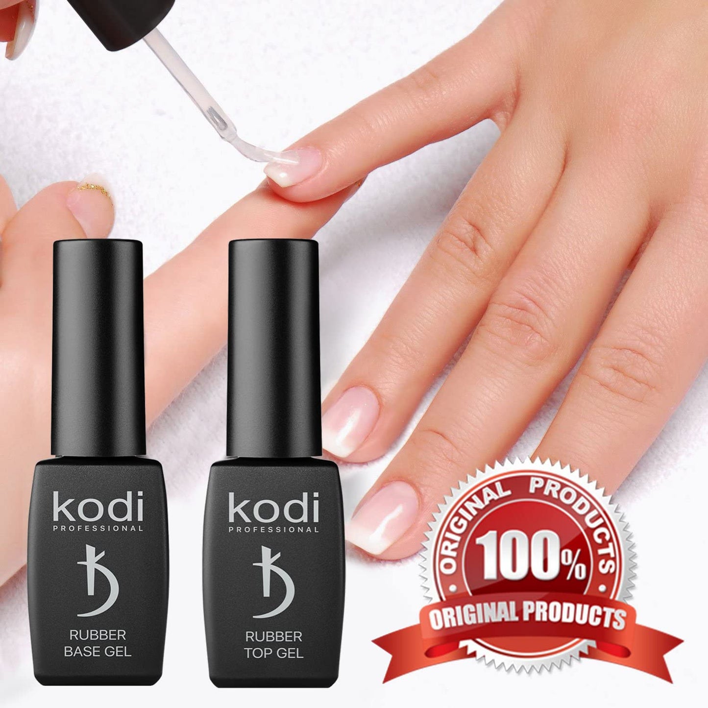 Professional Rubber Top & Base Gel Set By Kodi | 8ml 0.27 oz| Soak Off, Polish Fingernails Coat Kit | For Long Lasting Nails Layer | Easy To Use, Non-Toxic & Scentless | Cure Under LED Or UV Lamp