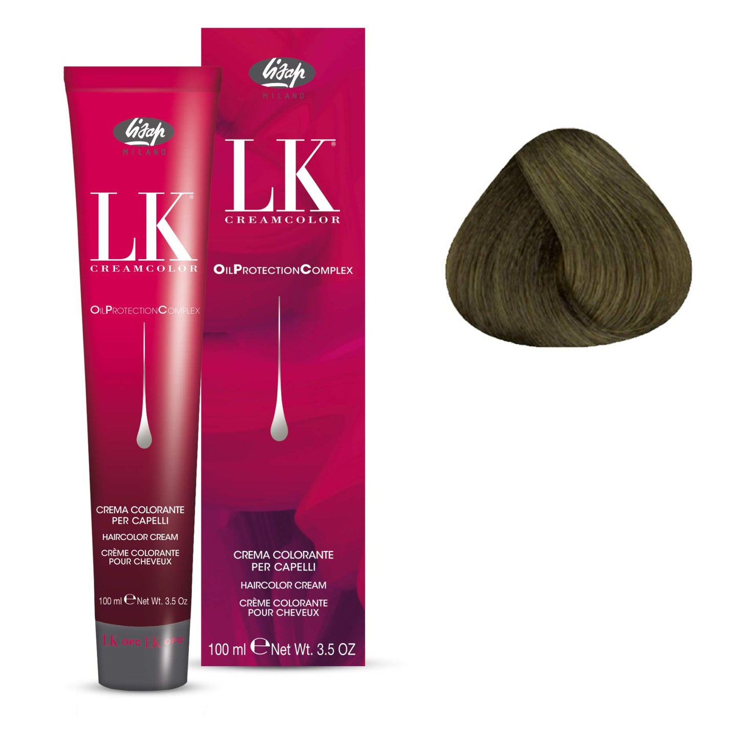 Lisap LK Oil Protection Complex Hair Color Cream, 100 ml./3.38 fl.oz. (8/28 - Light Blonde Ash Pearl)