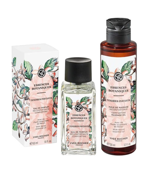 Yves Rocher Essences Botaniques Tendres Instant Oil Perfume Women Long Lasting Fragrance Massage Body Oil Set of 2-50 ml./1.7 fl.oz. and 100 ml./3.3 fl.oz.