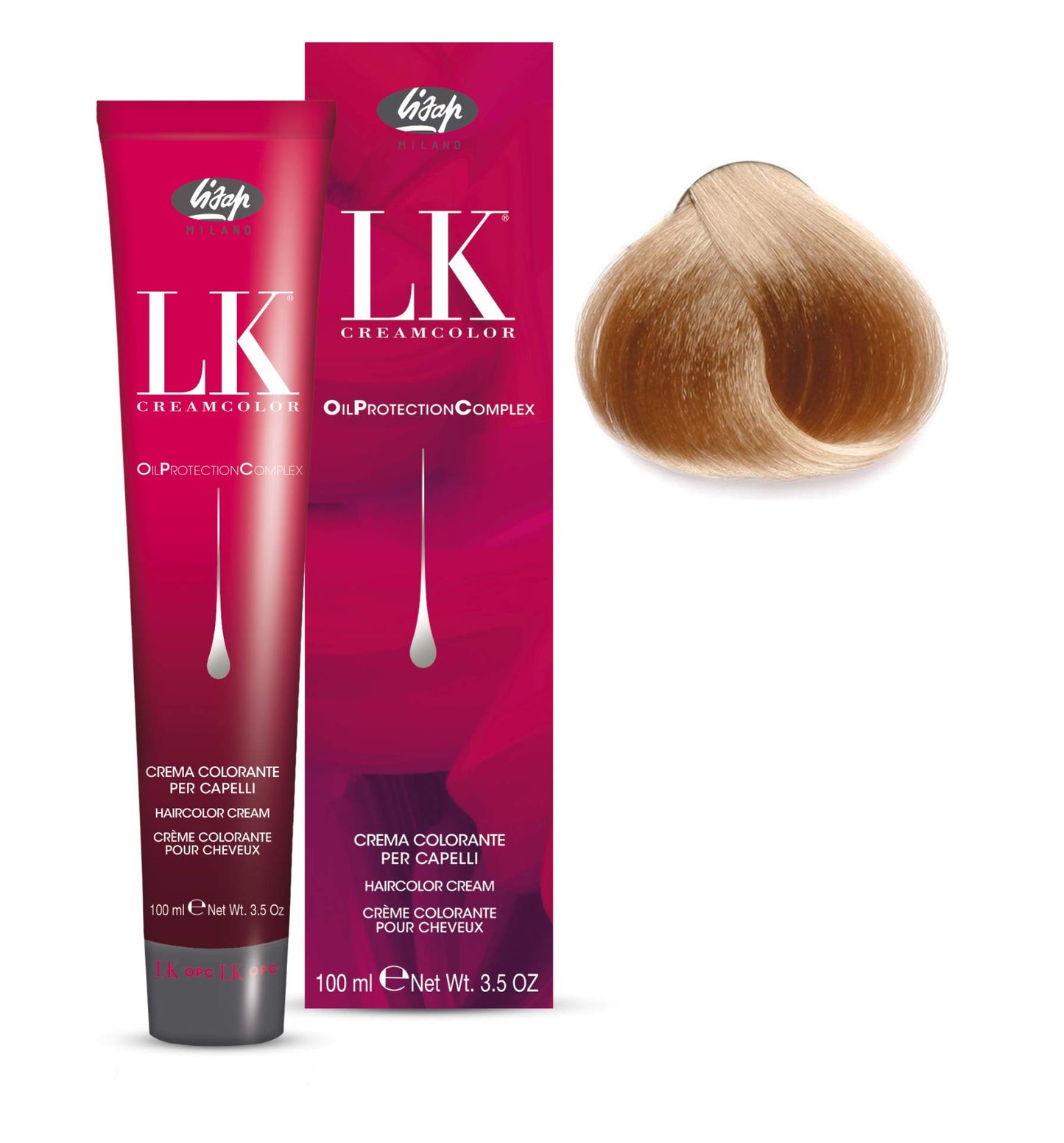 Lisap LK Oil Protection Complex Hair Color Cream, 100 ml./3.38 fl.oz. (9/7 - Very Light Beige Blonde)