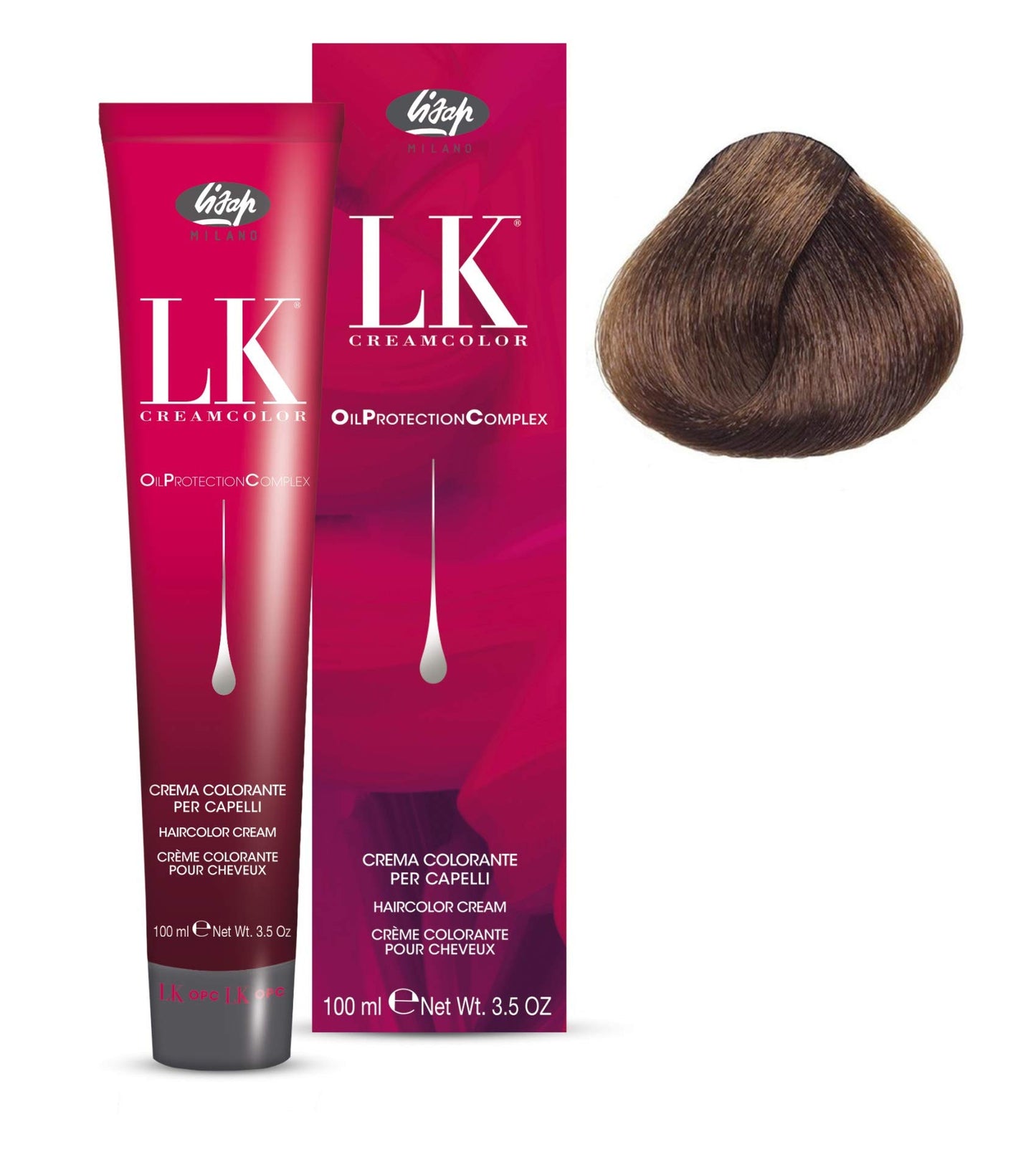 Lisap LK Oil Protection Complex Hair Color Cream, 100 ml./3.38 fl.oz. (7/07 - Medium Beige Blonde)