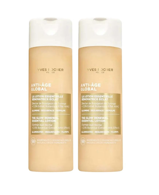 Yves Rocher Anti-Age Global Radiance Activator Lotion Skin Radiance by 75% Hydrating Face Lotion Set of 2-122ml / 4.1 flOz