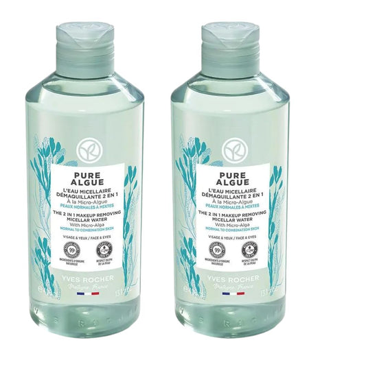 Yves Rocher Pure Algue 2 in 1 Miccelar Makeup Removing Water Set of 2-400 ml./13.1 fl.oz.