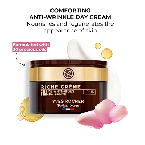 Yves Rocher Comforting Anti-Wrinkle Riche Crème Day | Face Cream to Soften & Smooth Skin 1.7 fl oz