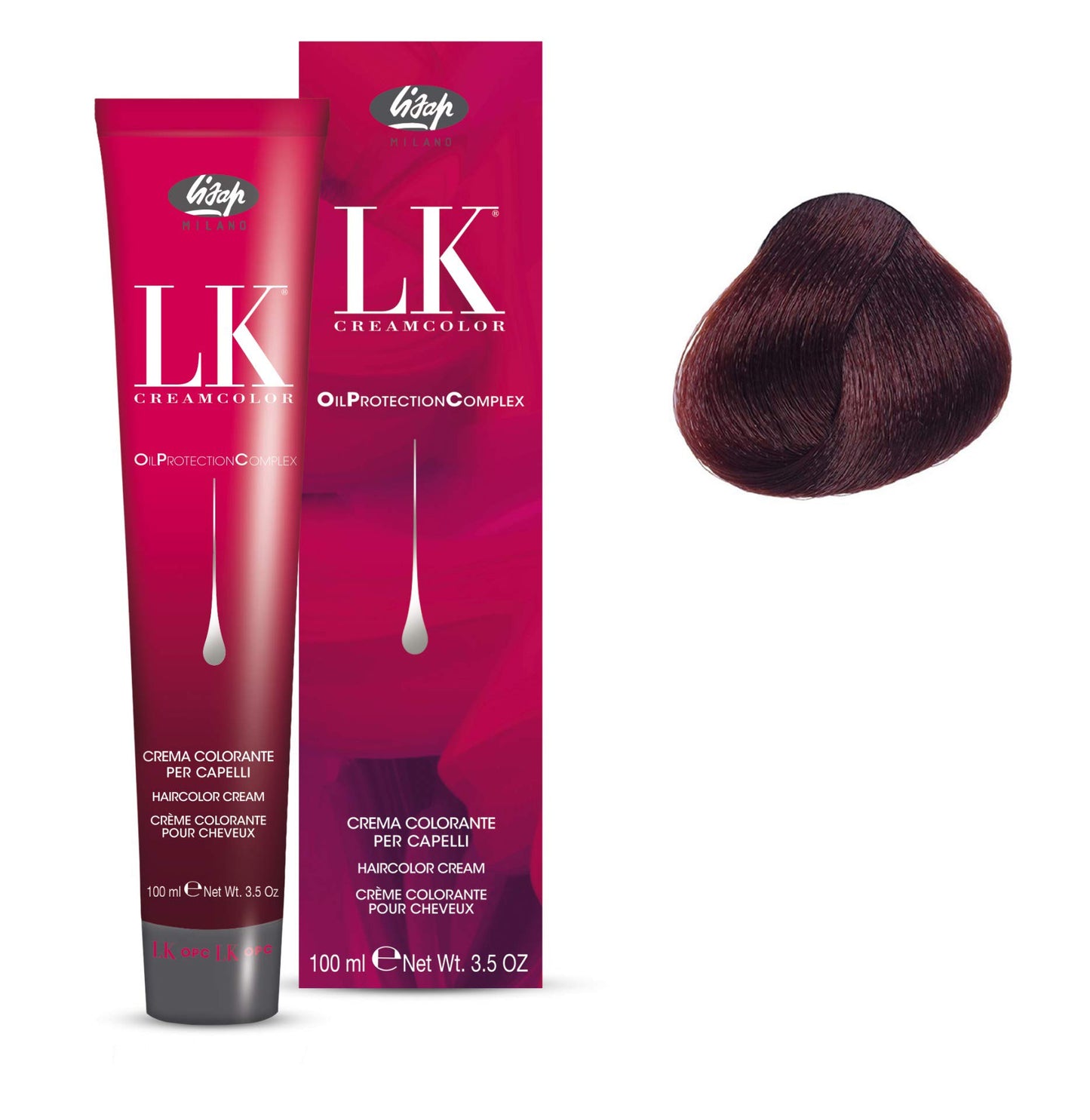 Lisap LK Oil Protection Complex Hair Color Cream, 100 ml./3.38 fl.oz. (5/88 - Light Brown Vibrant Violet)
