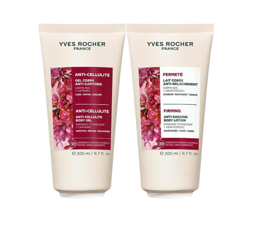 Yves Rocher Anti-Cellulite Moisturizing Gel Firmness Moisturizing Anti Sagging Body Lotion Set of 2 - 200ml / 6.7 fl oz Best Gift Kit