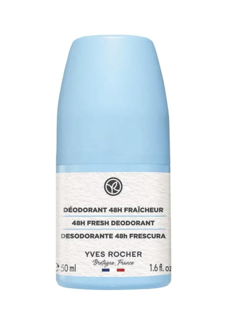 Yves Rocher 48H Antiperspirant Fresh Deodorant – Long-Lasting Freshness, No White Marks, Gentle on Skin – 50ml / 1.7flOz