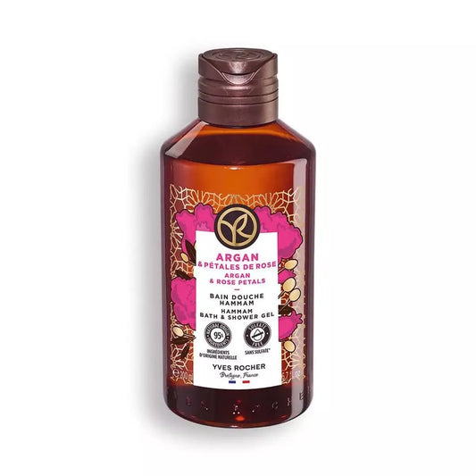 Yves Rocher Argan and Rose Petals Nourishing Shower Gel Bath & Body Routine Women Men Day Care 200 ml./6.7fl.oz.