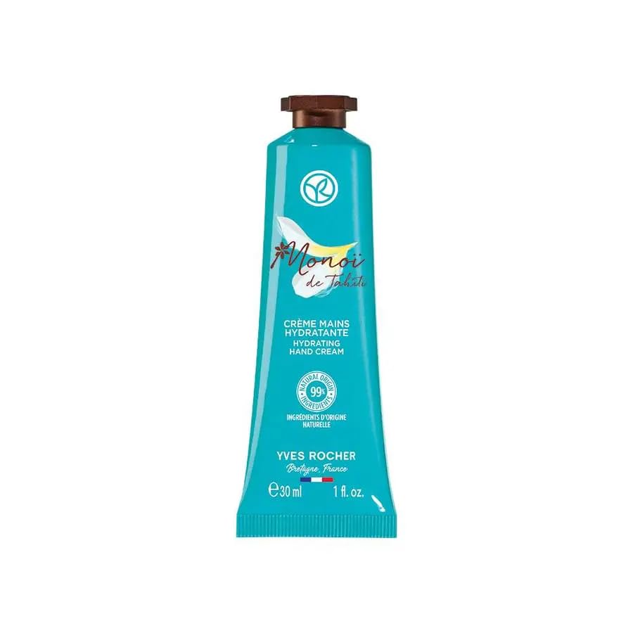 Yves Rocher Monoï de Tahiti Monoi Moisturizing Body Hair Gel Milk and Hand Cream Set of 3 Coconut and Tiare Scent All Skin Types 390 ml./13.1 fl.oz.400 ml./13.5 fl.oz.30 ml./1 fl.oz.