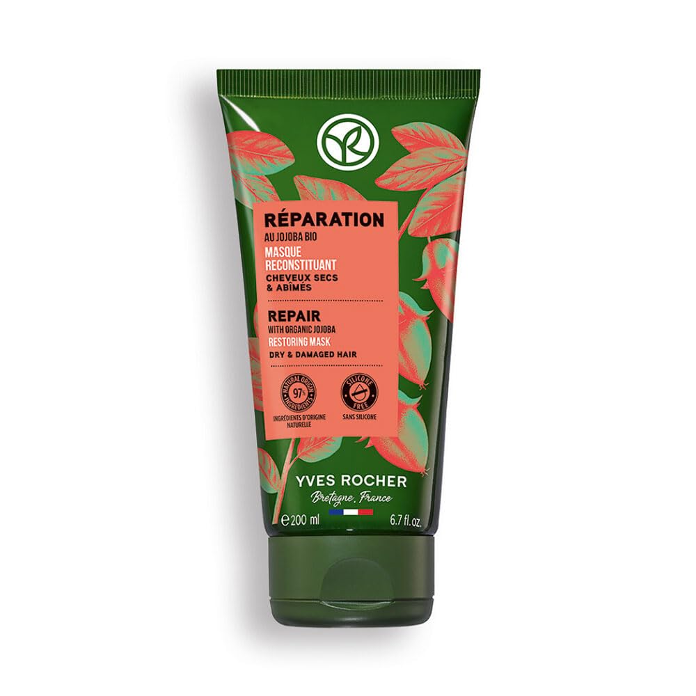 Yves Rocher Nourishing and Restoring Hair Mask Jojoba Oil 200 ml./6.7 fl.oz., 10.1 Ounce (Pack of 1), Green