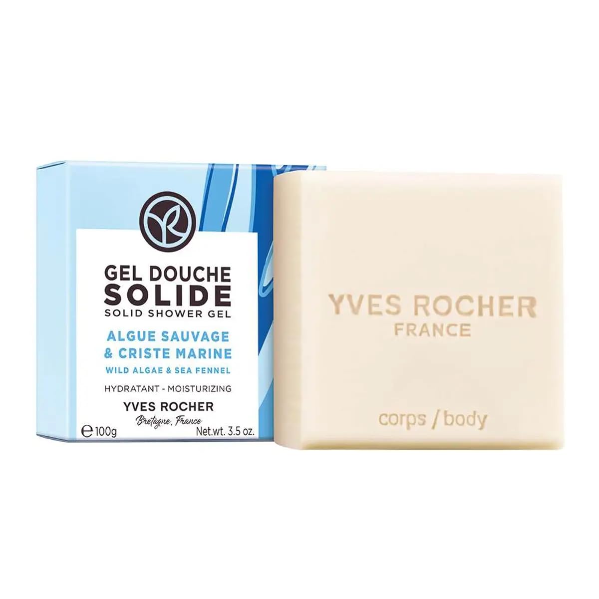 Yves Rocher Wild Algae & Sea Fennel Nourishing Solid Shower Gel Bath & Body Routine Women Men Day Care No Soap 100 g./3.3 oz.