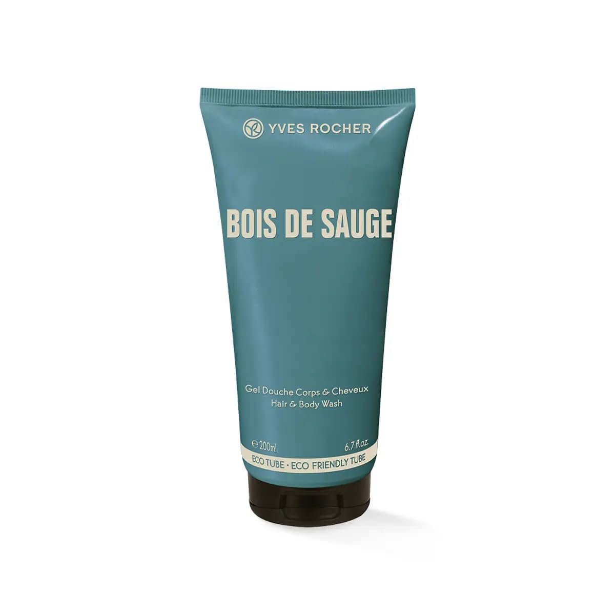 Yves Rocher Perfumed Body and Hair Gel Bois de Sauge for Men - Invigorating Scent of Boundless Freedom and Adventure Dual-Use Shower - 200 ml / 6.7 fl.oz.