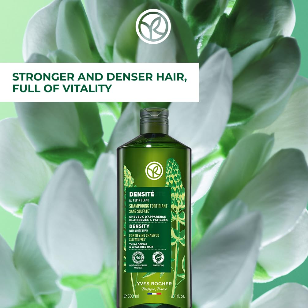 Yves Rocher Fortifying Shampoo - Density | Density Rescue to Cleanse Scalp & Strengthen Hair | 10.1 fl oz