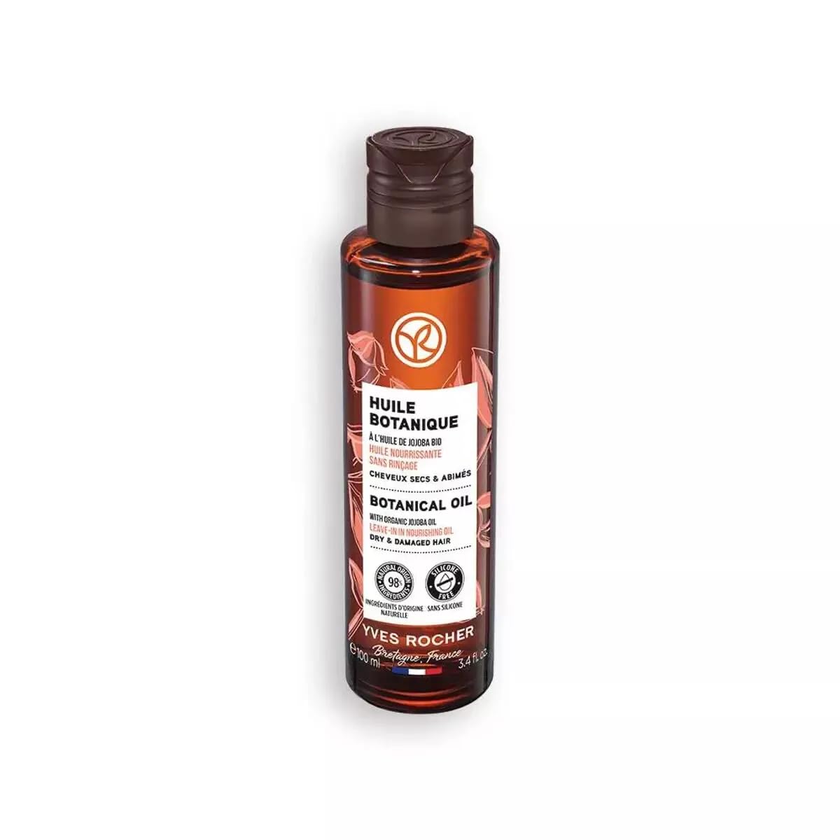 Yves Rocher Botanical Oil Restorative Jojoba Oil for Dry Damaged Hair Deep Repair & Nourishment Leave-In Treatment - 100 ml./3.3 fl.oz.