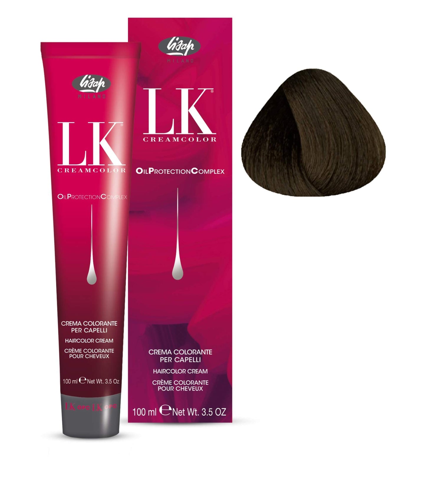 Lisap LK Oil Protection Complex Hair Color Cream, 100 ml./3.38 fl.oz. (4/26 - Medium Ash Copper Brown)