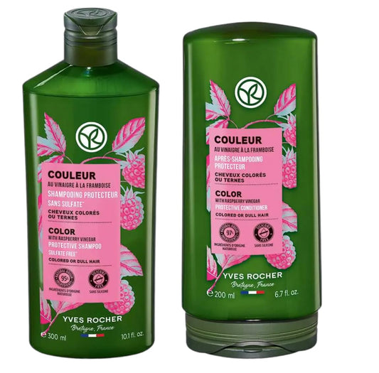 Yves Rocher Color Protection and Shine Dyed Hair Conditioner and Shampoo Set of 2-300 ml./10.1 fl.oz. and 200 ml./6.7 fl.oz.